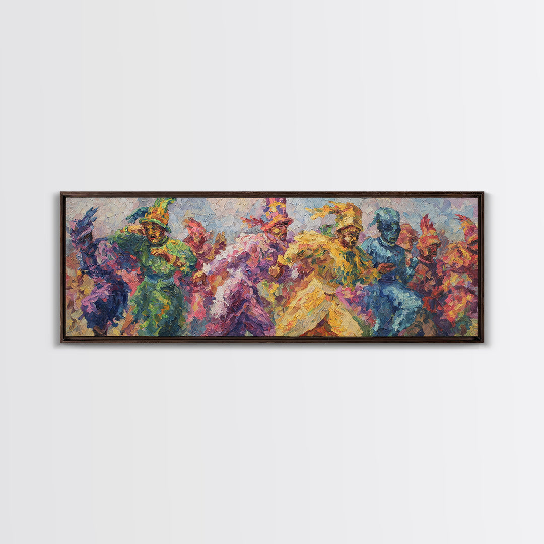 Vibrant African Dancers In Colorful Abstract Movement Framed Canvas Print, African Painting, Black Art, Statement Wall Art