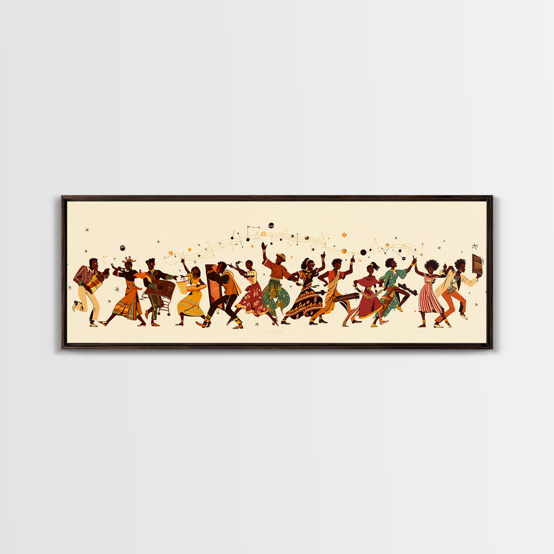 Joyful African Celebration Dancers Canvas Print, Afrocentric Wall Art, Black Women Art, Cultural Home Decor, Festive Gift