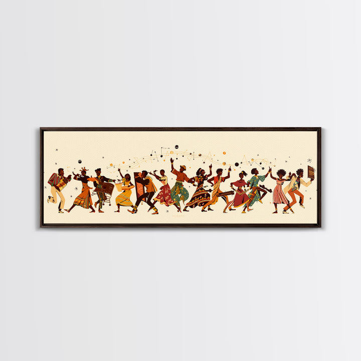 Joyful African Celebration Dancers Canvas Print, Afrocentric Wall Art, Black Women Art, Cultural Home Decor, Festive Gift