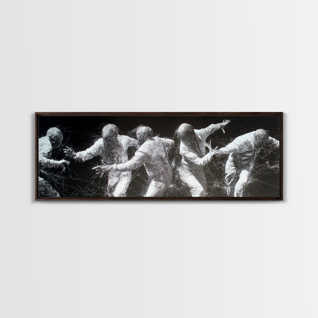 Black And White African Dancers In Dynamic Motion Wall Art, Abstract Canvas Print, Modern Cultural Statement Home Decor Gift