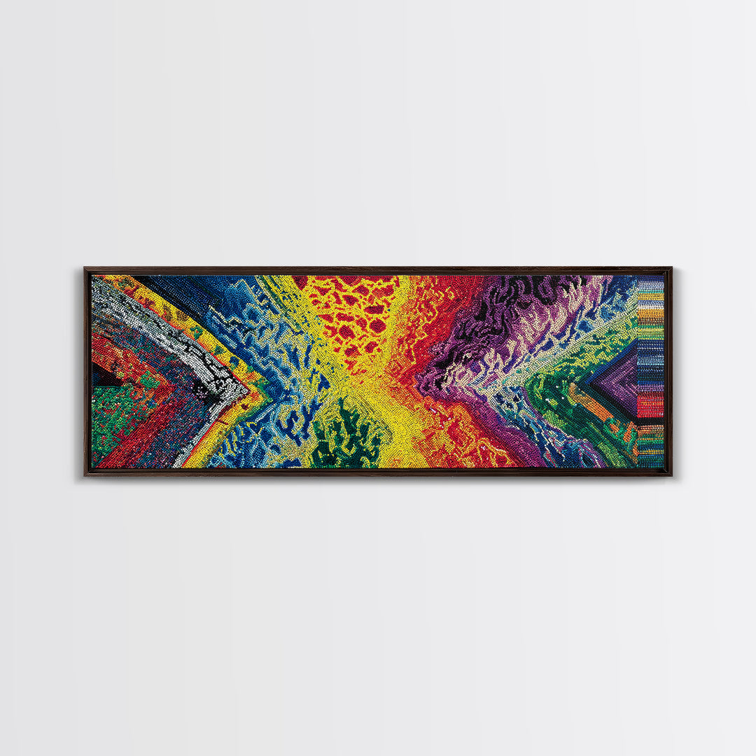 Explosive Rainbow Abstract Canvas Print, Textured African Inspired Landscape, Colorful Wall Art Decor, Modern Abstract Art