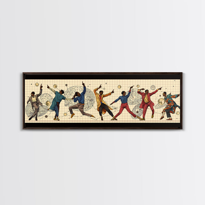 Joyful African Dancers In Motion Wall Art, Afrocentric Culture Art, Black People Decor, Panoramic Canvas, Gift For Art Lovers