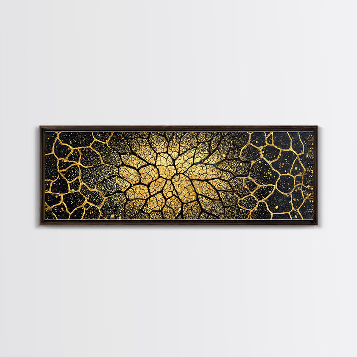 Black And Gold Cracked Mosaic Wall Art, Geometric Wall Art, Luxury Canvas Art, Earth Tone Wall Decor, Statement Piece, Home Decor Gift