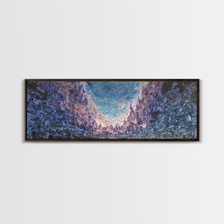 Icy Blue Mountain Canyon Abstract Wall Art, Panoramic Landscape Canvas, Modern Nature Decor, Large Living Room Art Print