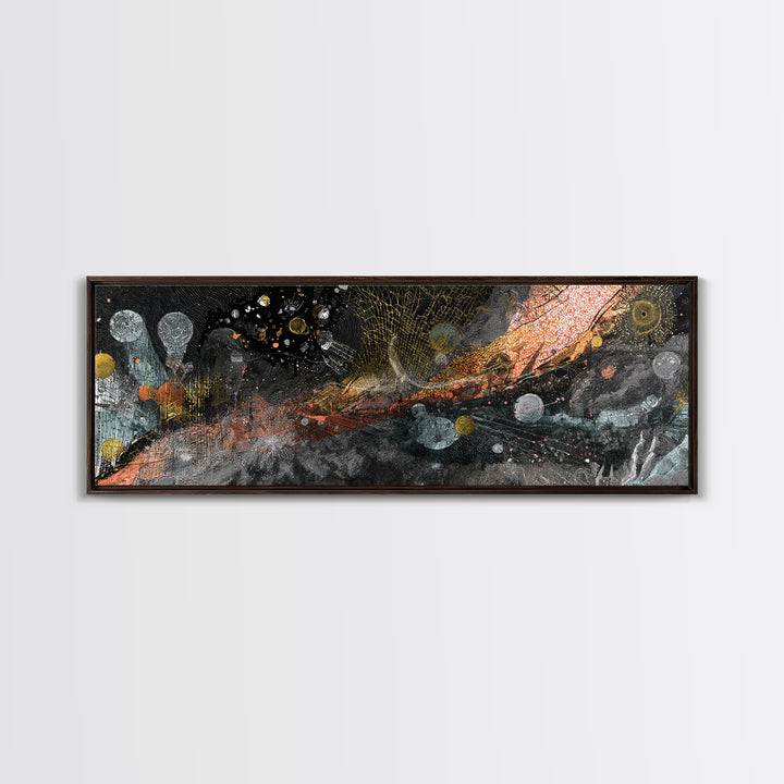 Black Gold Cosmic Abstract Canvas Print, Textured Galaxy Wall Decor, Modern Luxury Art, Bold Office And Living Room Decor