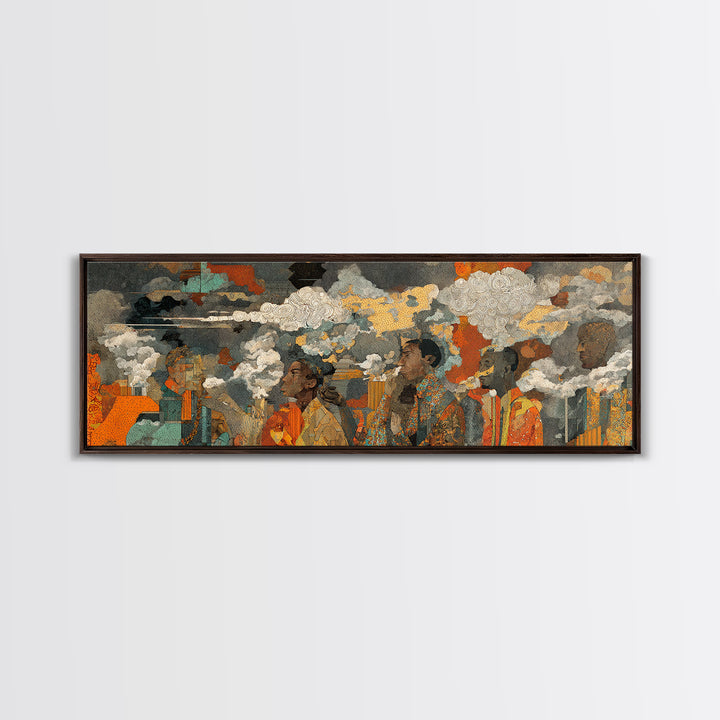 African Women Under Storm Clouds Wall Art, Cultural Portrait Canvas Print, Afrocentric Decor, Earth Tone Living Room Artwork