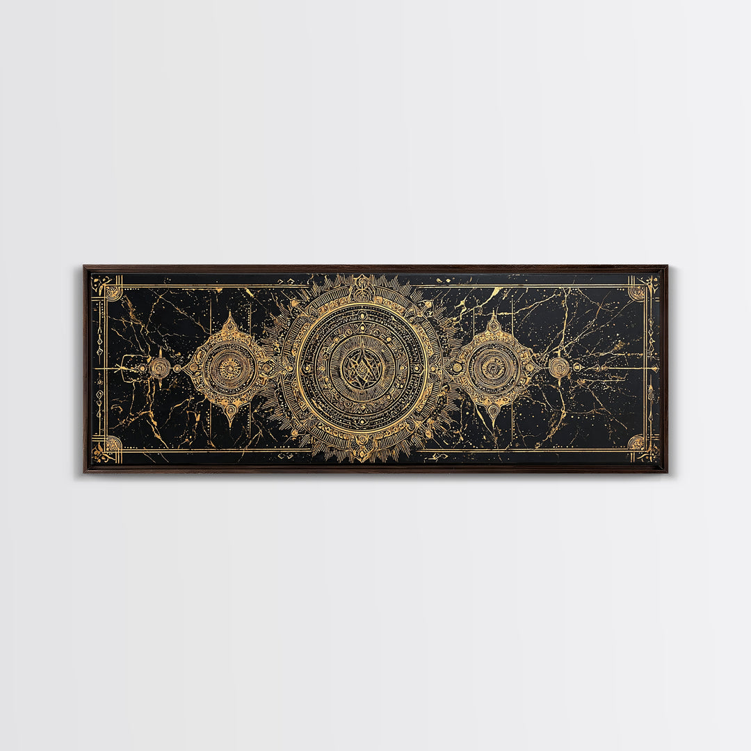 Black Gold Ornate Tribal Mandala Wall Art, African Inspired Geometric Canvas Decor, Luxury Art, Cultural Wall Decor Print