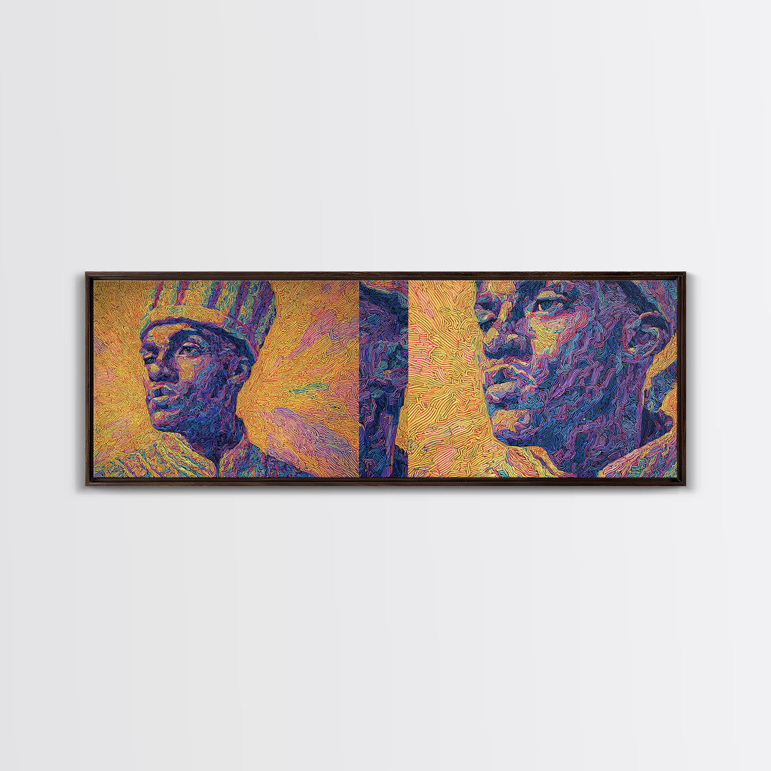Textured African King And Warrior Portrait Wall Art, Afrocentric Black History Decor, Pan African Artwork, Cultural Gift