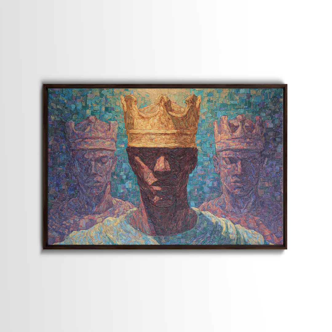 Impressionist Crowned African King Wall Art, Modern African Art Print, Black Culture Decor, Regal Portrait Canvas Print Gift
