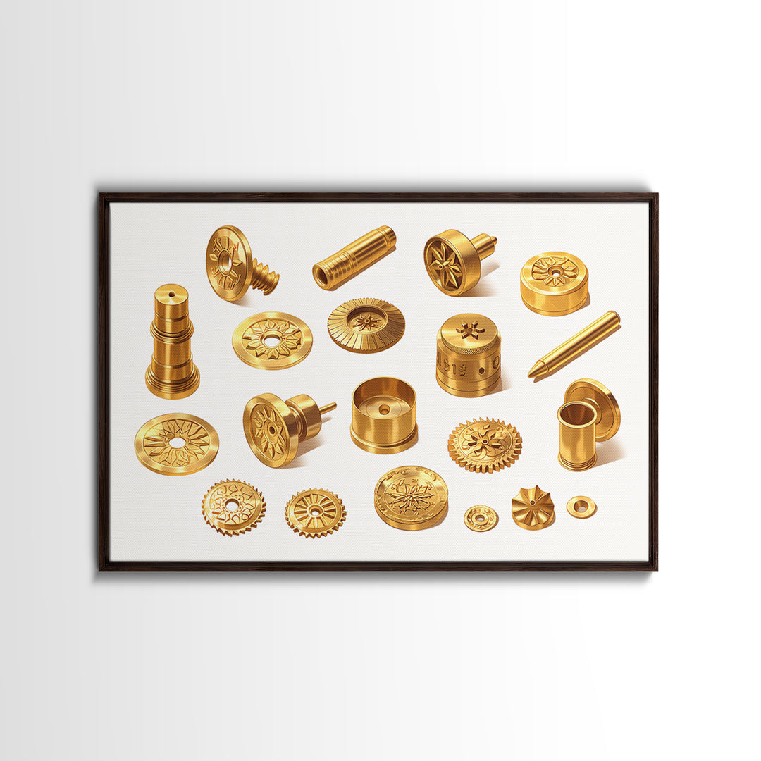 Golden Ornate Brass Hardware Study Canvas Print, Black And Gold Art, Luxury Canvas Art, Unique Home Office Decor, Men Gift