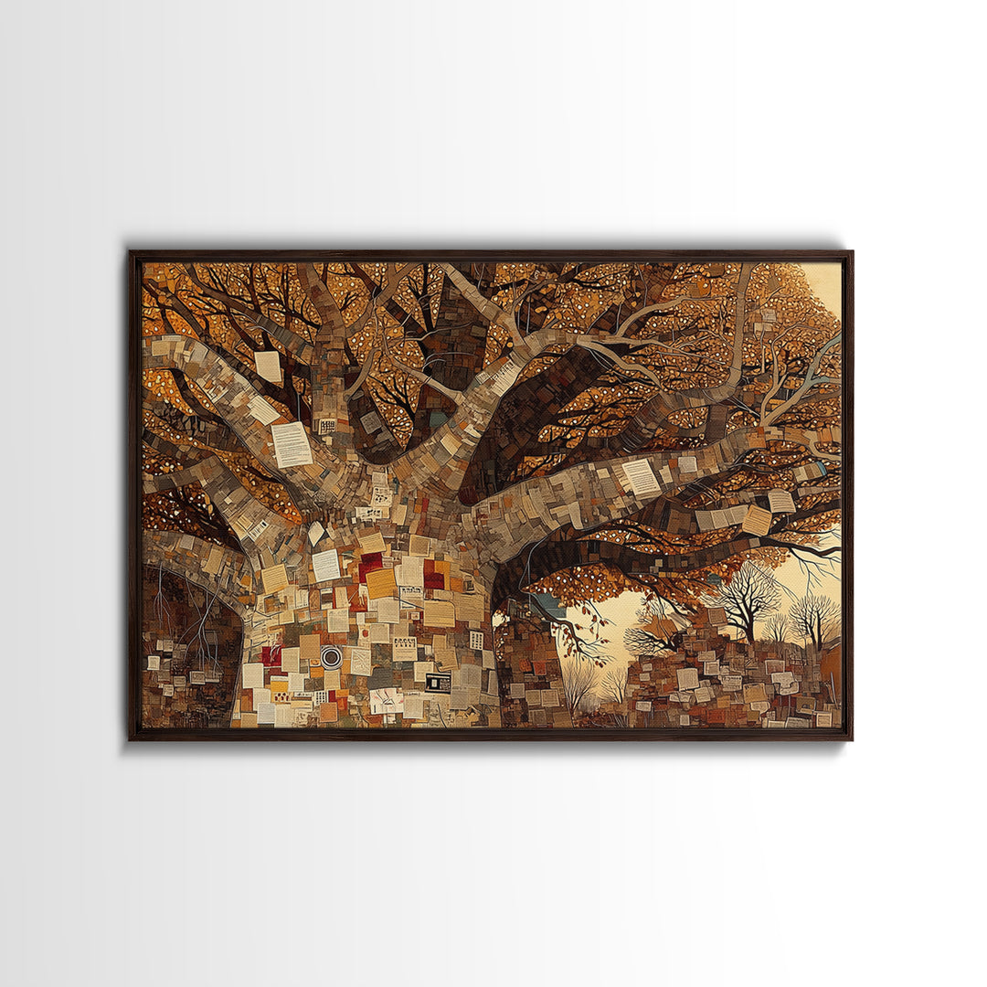 Baobab Tree Of Notes And Memories Wall Art, African Inspired, Mixed Media Canvas, Cultural Home Decor, Unique Wall Decor