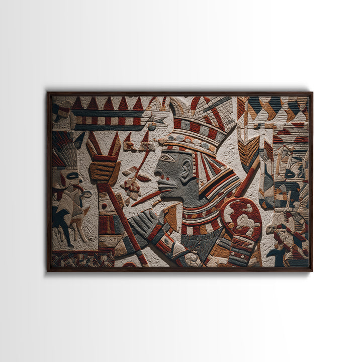 Ancient Egyptian Pharaoh Relief Wall Art, African Egyptian Art Print, Tribal Stone Texture, Cultural Home Decor Gift For Living Room