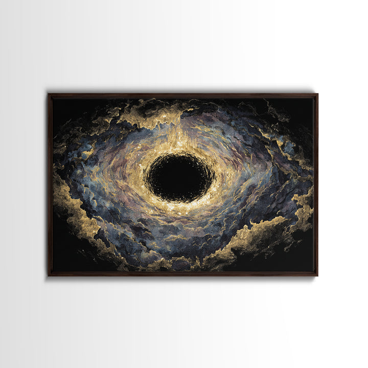 Golden Event Horizon Black Hole Canvas Print, Abstract Wall Art, Black And Gold Art, Luxury Canvas Art, Modern Home Decor