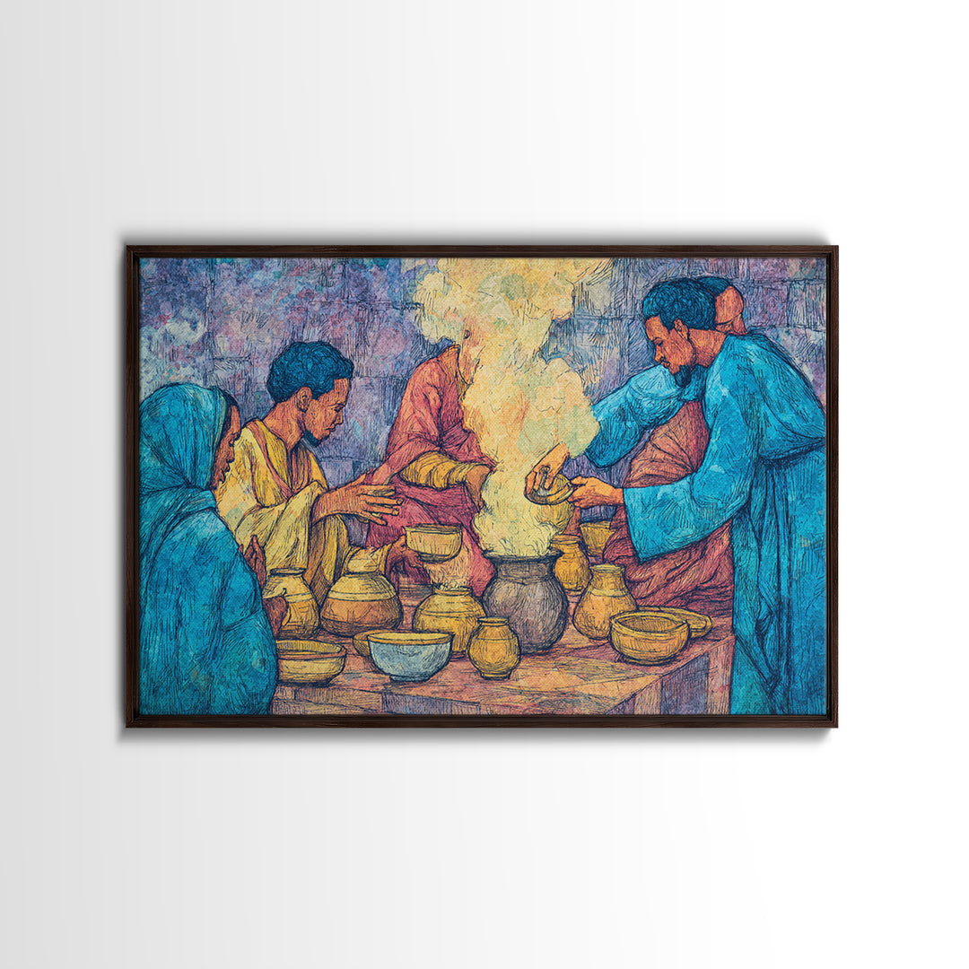 African Women Pottery Ritual Wall Art, Smoke Ceremony Painting, Cultural Kitchen Decor, Afrocentric Home Decor, Gift For Her