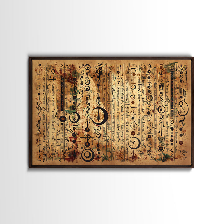 Ancient African Symbol Parchment Wall Art, Abstract African Art, Tribal Patterns, Afrocentric Decor, Cultural Canvas Print