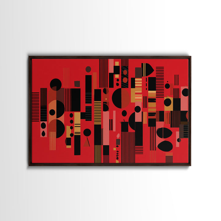 Red Black Geometric Abstract Wall Art, Modern African Art Print, Bold Urban Decor, Contemporary Canvas Print Statement Gift