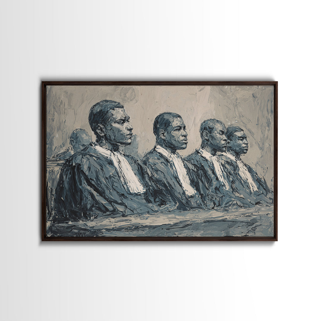 Distinguished Black Judges Framed Canvas Print, African American Art, Legal Portrait Wall Decor For Office And Study Room
