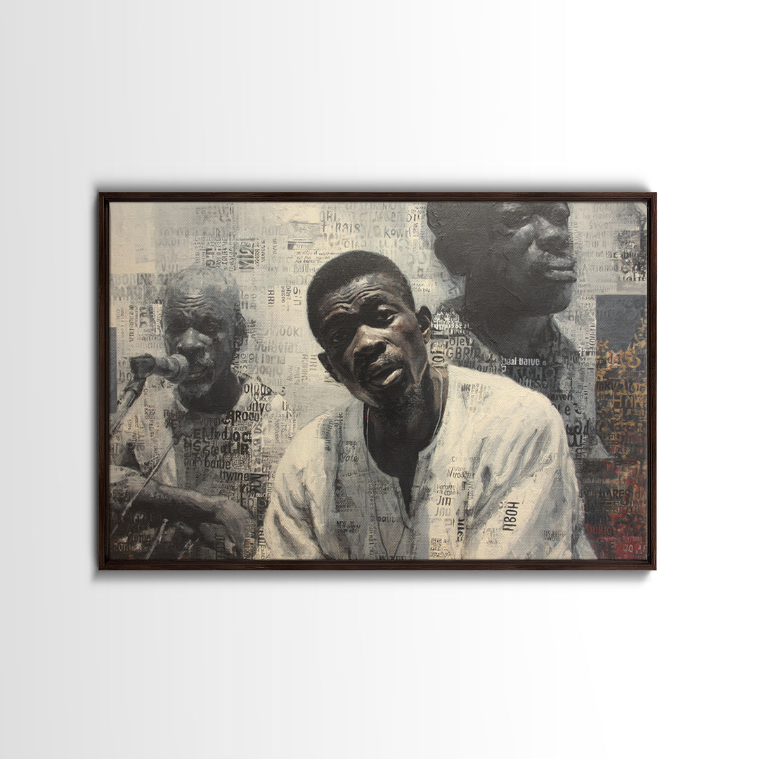 Textured Black Musicians Portrait Wall Art, African American Art Print, Black Culture Art, Modern Afrocentric Home Decor