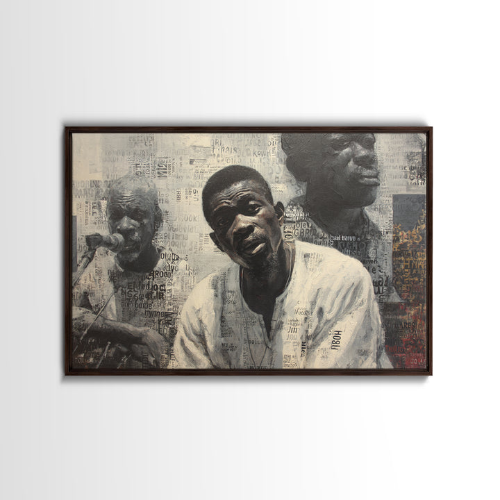 Textured Black Musicians Portrait Wall Art, African American Art Print, Black Culture Art, Modern Afrocentric Home Decor