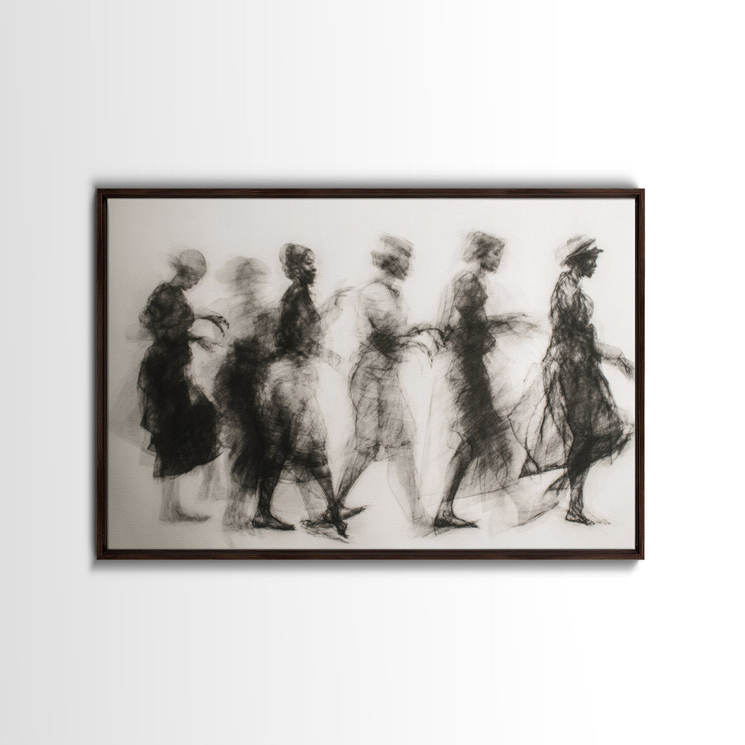 Black Women Procession Sketch Wall Art, Elegant Woman Art, African Women Art, Feminine Wall Decor, Minimalist Home Decor