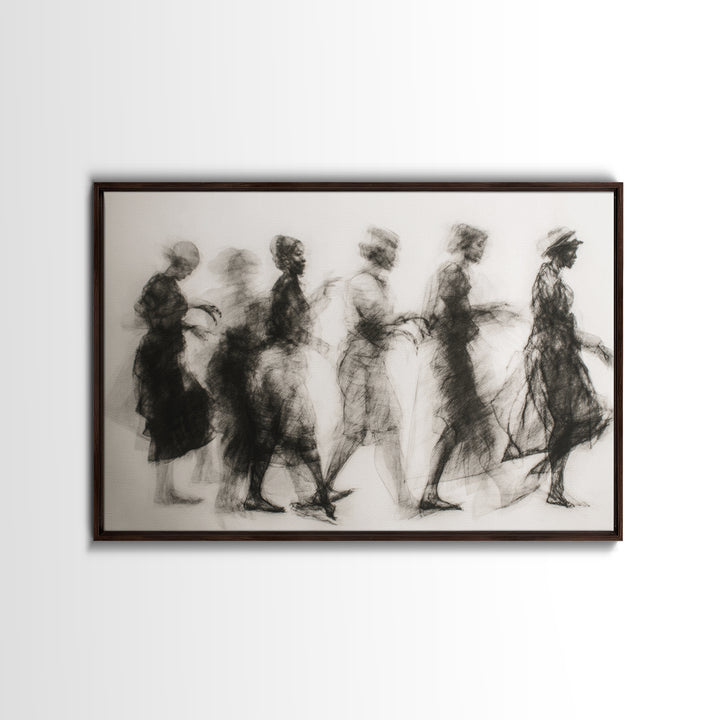 Black Women Procession Sketch Wall Art, Elegant Woman Art, African Women Art, Feminine Wall Decor, Minimalist Home Decor