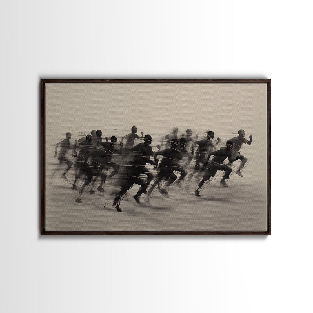 Sepia African Runners In Motion Canvas Print, Athletic Black Art, Modern African Art Decor, Dynamic Race Wall Decor Gift