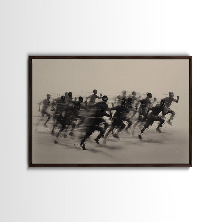 Sepia African Runners In Motion Canvas Print, Athletic Black Art, Modern African Art Decor, Dynamic Race Wall Decor Gift