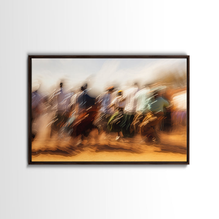 Sunlit African Crowd Procession Wall Art, Motion Blur Cultural Art Print, Black People Decor, Modern Canvas Home Decor Gift