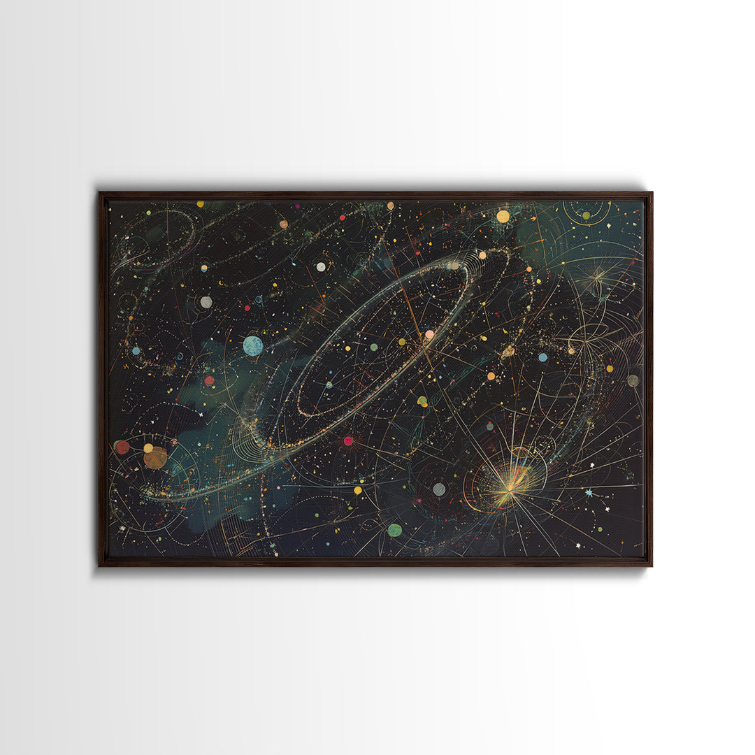Cosmic Planetary Orbit Map Canvas Print, Abstract Wall Art, Modern Office Decor, Celestial Space Poster, Unique Home Decor