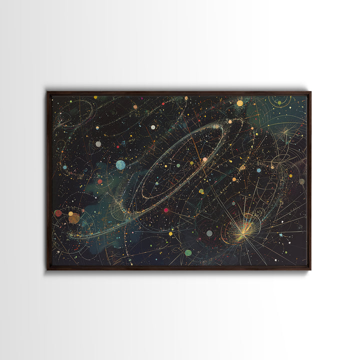 Cosmic Planetary Orbit Map Canvas Print, Abstract Wall Art, Modern Office Decor, Celestial Space Poster, Unique Home Decor