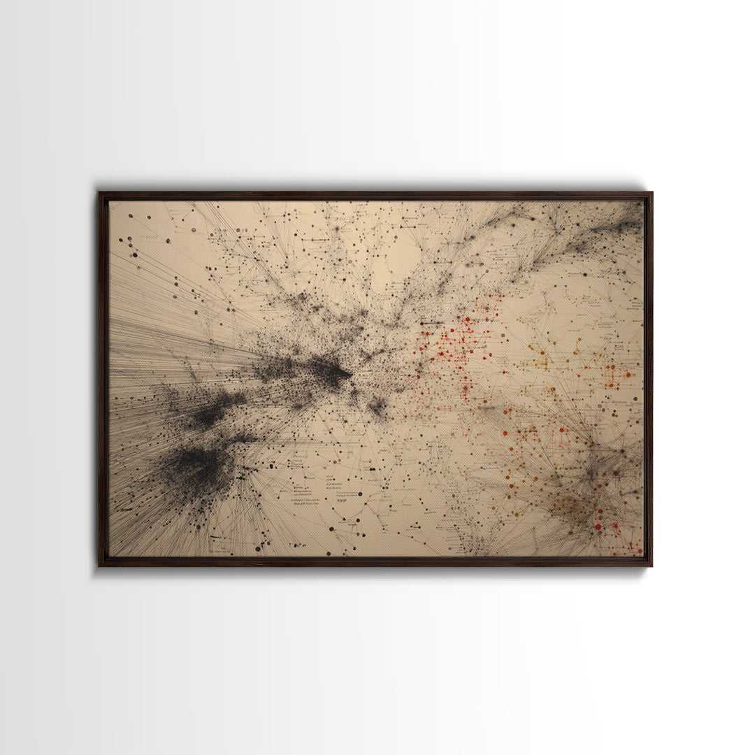 Beige Network Constellation Abstract Canvas Print, Modern Art, Digital Wall Art, Minimalist Office Decor, Unique Wall Decor