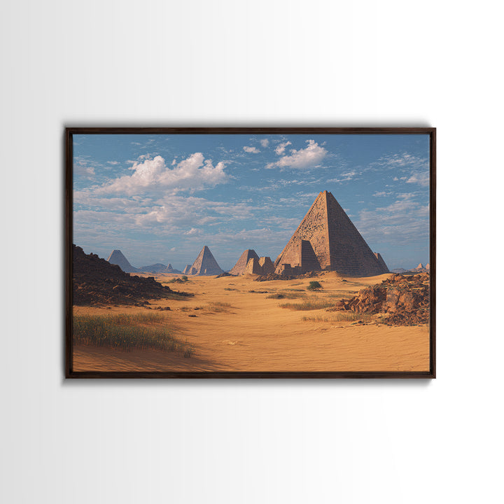Wide Desert Pyramid Panorama Wall Art, African Egyptian Art, Ancient African Art Print, Safari Decor, Statement Wall Decor