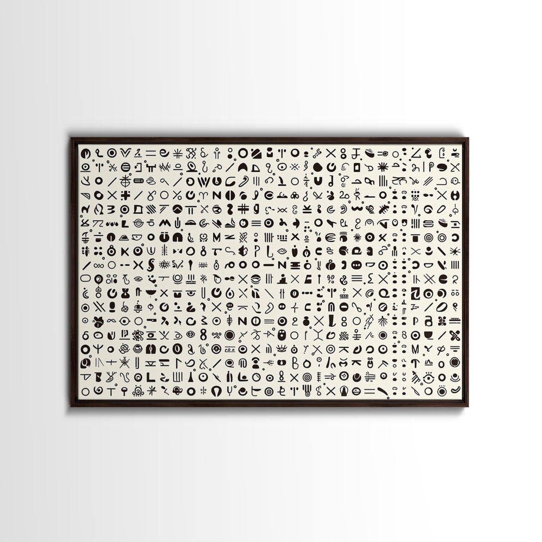 Adinkra Inspired Black Symbol Grid Wall Art, African Print Decor, Minimalist Tribal Pattern, Cultural Gallery Wall Art, Home Decor