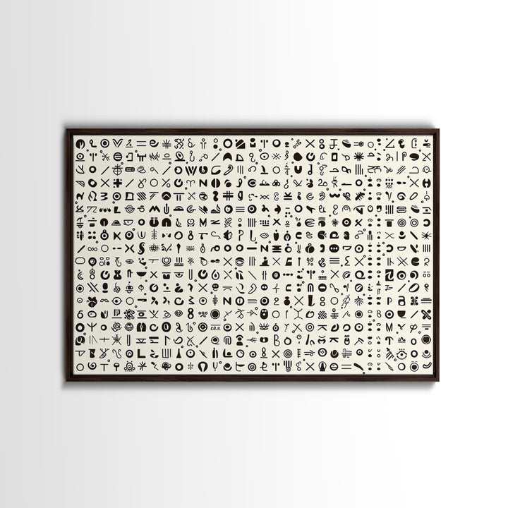 Adinkra Inspired Black Symbol Grid Wall Art, African Print Decor, Minimalist Tribal Pattern, Cultural Gallery Wall Art, Home Decor