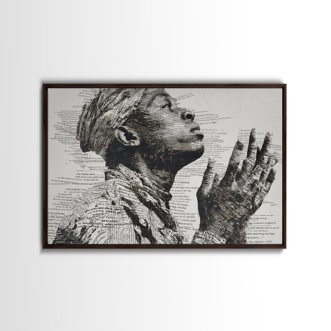 Praying Black Woman In Typography Portrait Wall Art, Spiritual Wall Decor, African American Art, Empowerment Gift For Her