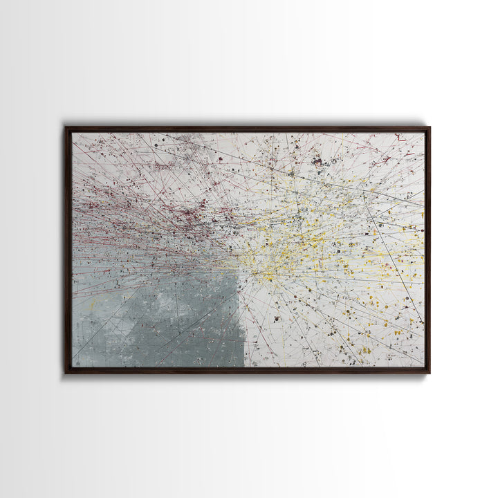 Red Yellow Network Abstract Painting, Minimalist Modern Wall Art, Contemporary Office Decor, Large Canvas Print Gift Artwork