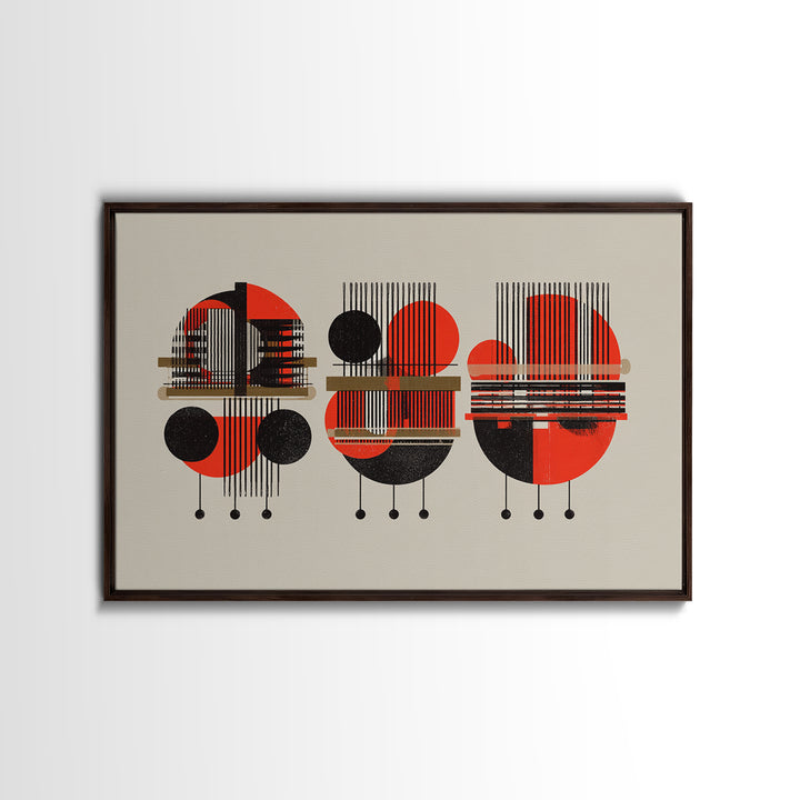 Red Black Geometric Abstract Canvas Print, Modern African Pattern Wall Art, Minimalist Mid Century Home Decor Gift For Living Room