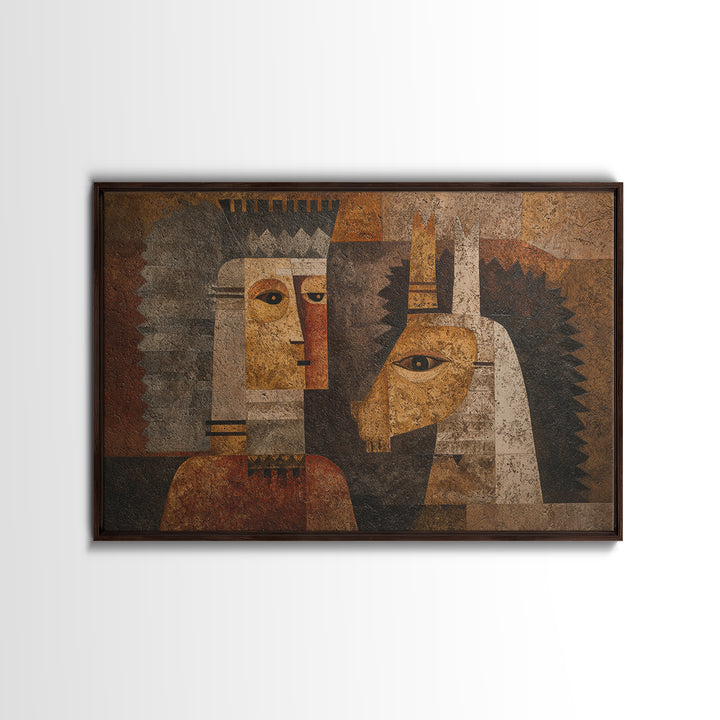 Cubist African Queen Portrait Wall Art, African Woman Art Print, Black Goddess Artwork, Ethnic Modern Home Decor Gift For Her