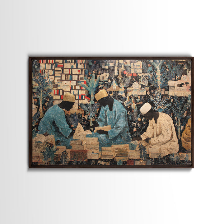 African Scholars Library Wall Art, Black Culture Art Print, Afrocentric Collage Poster, Intellectual Home Decor Gift Idea