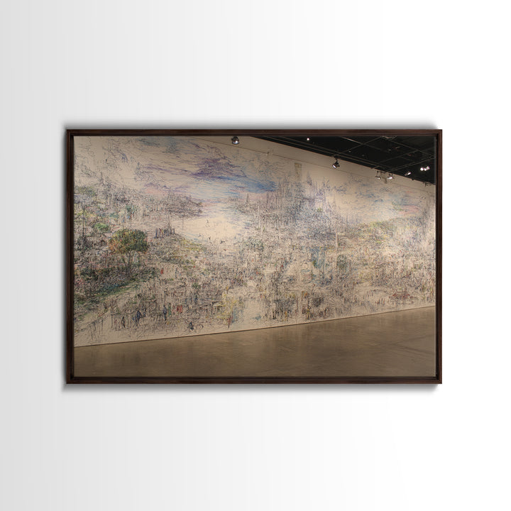 Panoramic Abstract City Mural Wall Art, Contemporary Canvas Print, Large Gallery Wall Decor, Modern Office Statement Piece