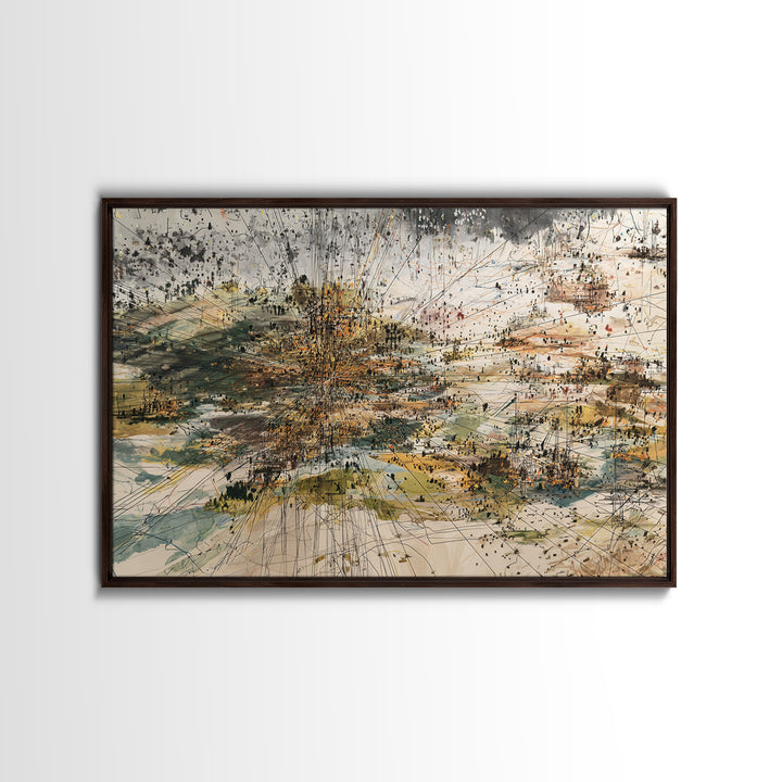 Abstract City Grid In Earth Tones Wall Art, Modern African Inspired Map Print, Contemporary Office Decor Canvas For Living Room