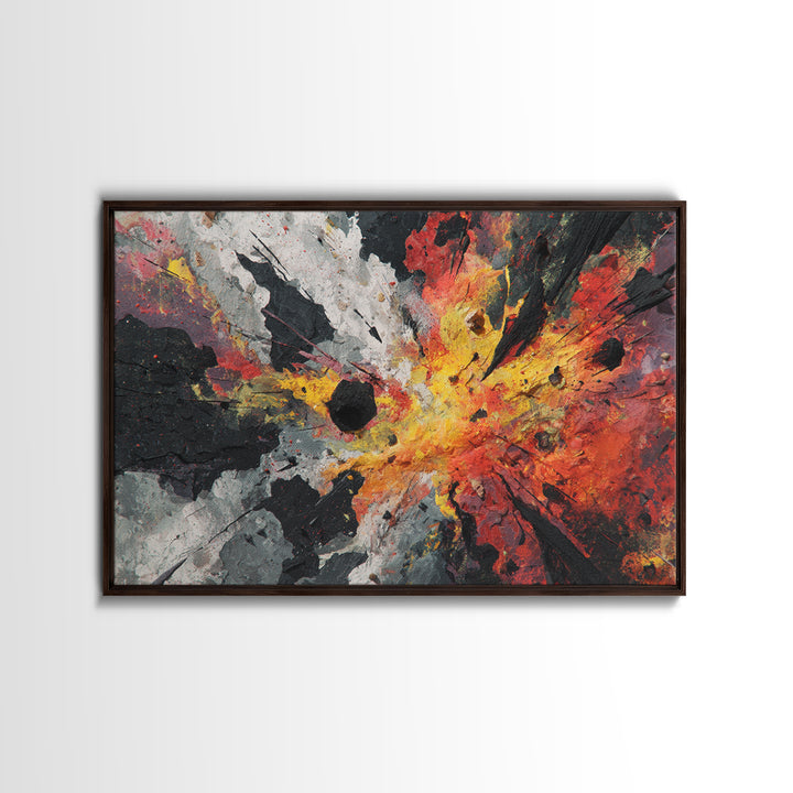 Explosive Red Gold Black Abstract Canvas Print, Bold Modern Art, Statement Wall Decor For Living Room Or Office Home Decor Gift
