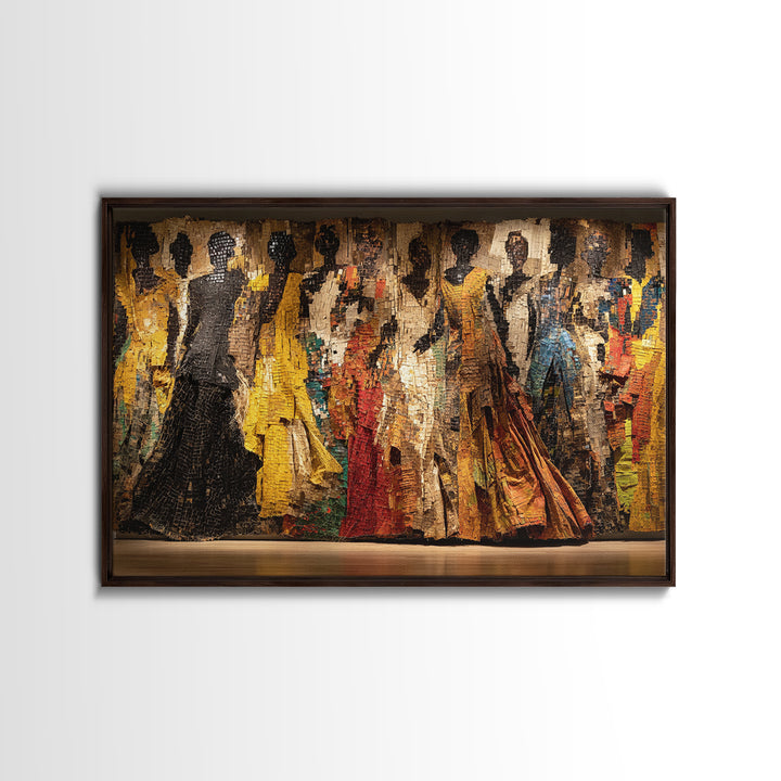 Elegant African Women Fashion Parade Wall Art, Textured Black Woman Art, African American Art, Luxury Canvas Decor, Statement Piece