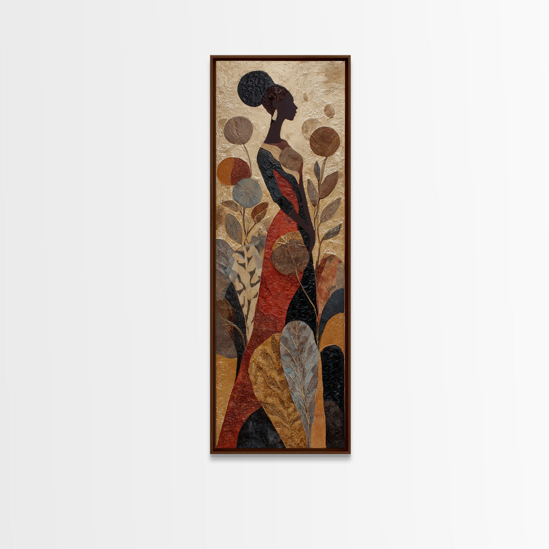 African Goddess Emerging from Botanical Forms and Canvas Print, African Inspired Art, Bedroom Wall Decor, Living Room Decor, AIA-1x3-51