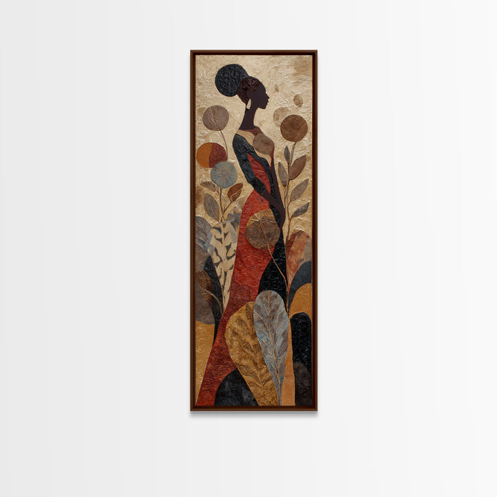 African Goddess Emerging from Botanical Forms and Canvas Print, African Inspired Art, Bedroom Wall Decor, Living Room Decor, AIA-1x3-51
