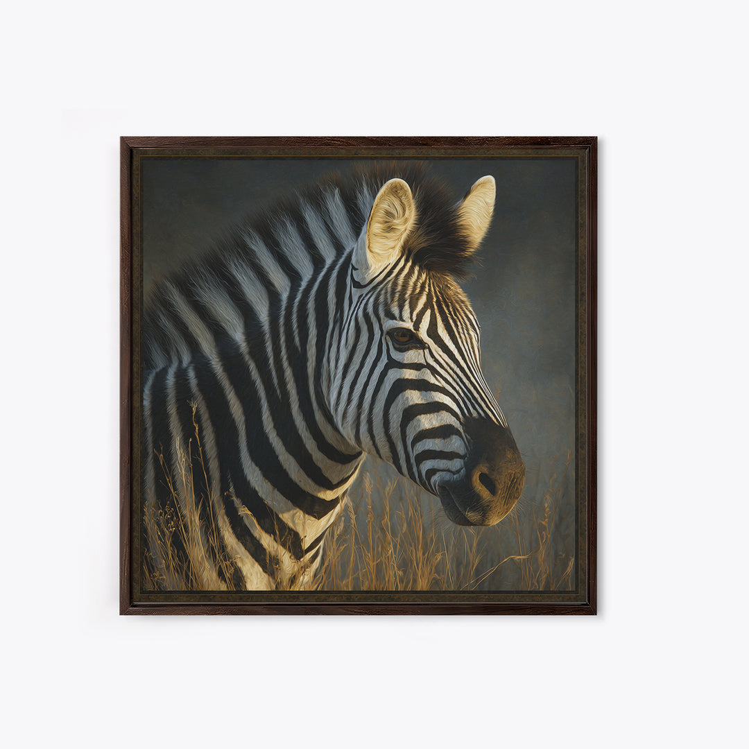 Zebra Portrait with Bold Graphic Stripe Pattern Canvas Print, Animal Art, Nursery Art, Living Room Decor, Fine Art, Creature, ANI-1x1-17