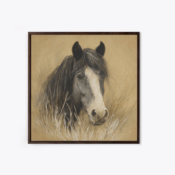 Majestic Horse Head Framed Canvas Print, Animal Art, Nursery Wall Art, Living Room Decor, Fine Art, Creature, Trendy Wall Art, ANI-1x1-27