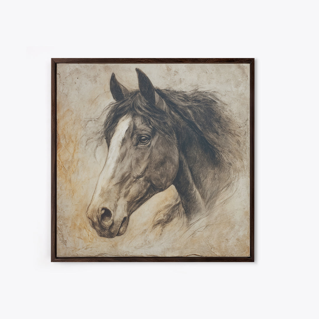 Majestic Horse Head Canvas Print, Animal Art, Original Painting, Living Room Decor, Abstract Art, Creature, Boho Wall Art, ANI-1x1-3