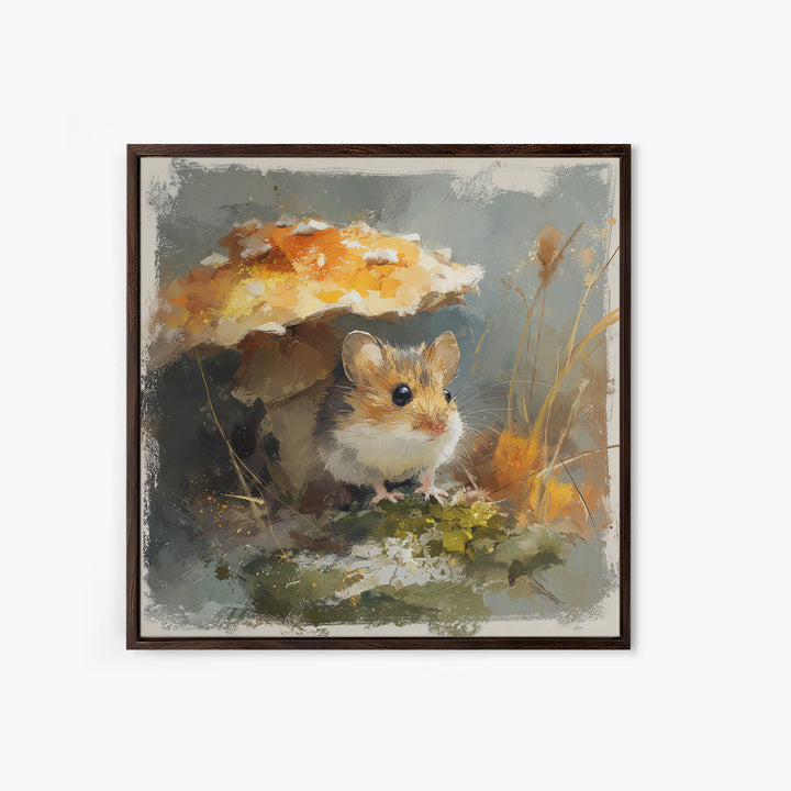 Tiny Field Mouse Framed Canvas Print, Animal Art, Cat Art, Living Room Decor, Watercolor Art, Creature, Art Print, ANI-1x1-34