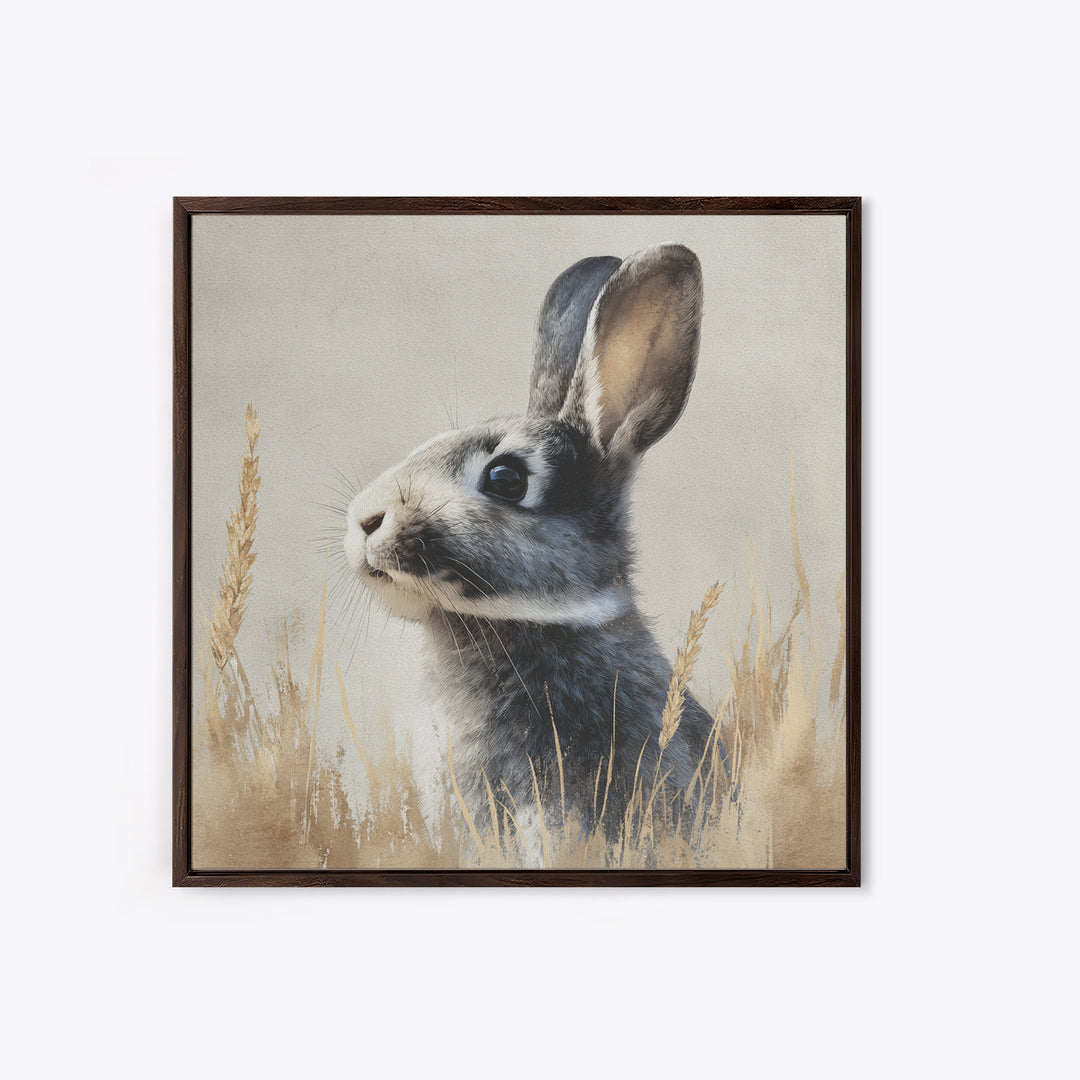 Curious Rabbit in a Soft Watercolor Meadow Canvas Print, Animal Art, Trendy Wall Art, Living Room Decor, Fine Art, Creature, ANI-1x1-5